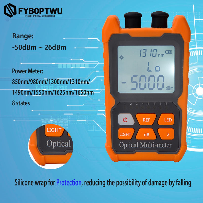 3 in 1 Function Fiber Optic Tester Portable Optical Power Meter (FC/SC/ST) & VFL 2mw Visual Fault Locator & LED, OPM & VF, Range: (-50) dBm ~ (+26) dBm，2pcs 2 -50 dBm to +26 dBm