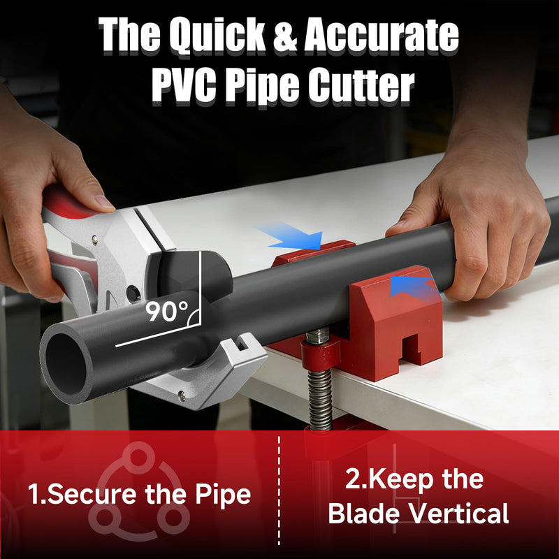 DELIXI PVC Pipe Cutter, 2-1/2" (63mm) Pipe Cutter with SK5 Blade, Aluminum Alloy Heavy-Duty Ratcheting Pipe Cutter Tool for PVC Pipe, PPR, PEX, Plastic Hoses & Plumbing Pipes