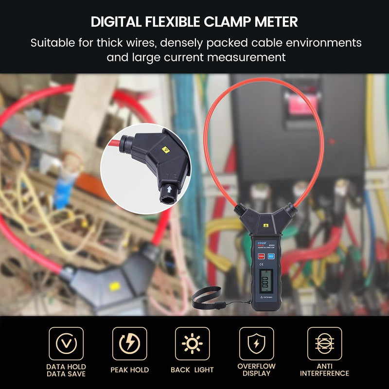 EITAI6900 Digital Flexible Clamp Meter, AC 0.00A-9999A, 25inch/Φ7.9inch, Manufacturer Direct Sales, Rogowski Amp Large Current, Leakage Low Current Clamp Meter