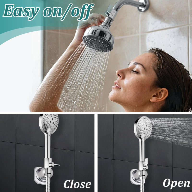 [2 Pack] Shower Head Shut Off Valve 304 Stainless Steel Mini Ball Valve(1/2" Female X Male) NPT Thread Water Flow Control，RV Shower Head with Hose Flow Restrictor 2 packs-1/2inch