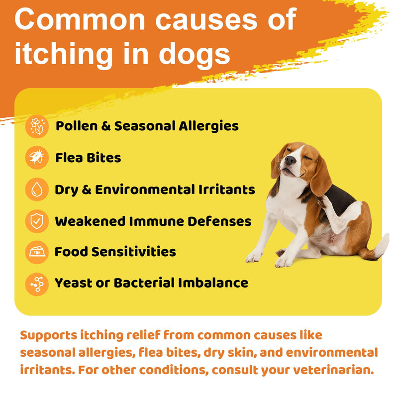 Dog Allergy Chews for Itchy Skin Relief - Seasonal Allergy and Immune Support with Colostrum, Omega 3, Probiotics, Turmeric, Zinc, Vitamins B & E - Helps with Paw Licking & Scratching - 90 Soft Chews