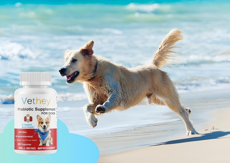 Probiotic Supplement for Dogs,Kidney Health Supplement for Dogs & Cats - NO Refrigeration Required - Help Support Kidney Function & Manage Renal Toxins - 32 Billion CFU, 100 Capsules