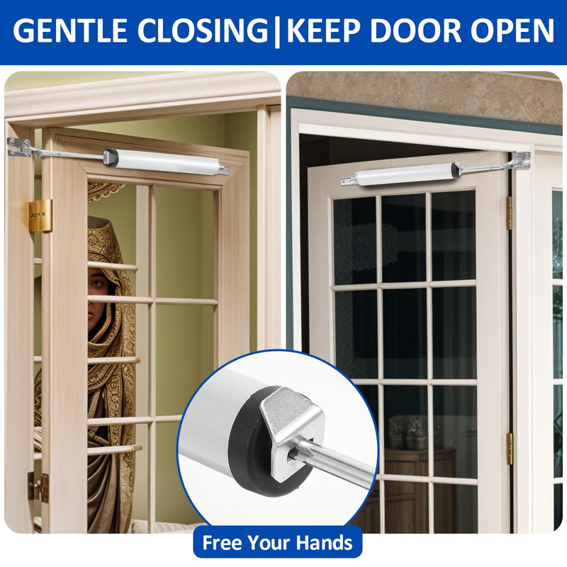 2 Pack Medium Duty Screen Door Closers Kit, Heavy Duty Pneumatic Screen & Storm Door Closer, Adjustable Pneumatic Screen Door Closer Replacement Kit for Medium and Light Weight Storm Doors