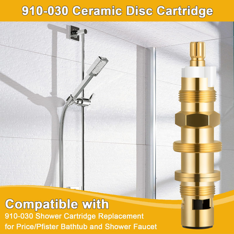 910-030 Ceramic Disc Cartridge Replacement, Compatible with Price/Pfister Shower and Faucet Stem, Shower Valve Cartridge for Tub and Shower Faucet, Brass Construction(2 Pack) 2