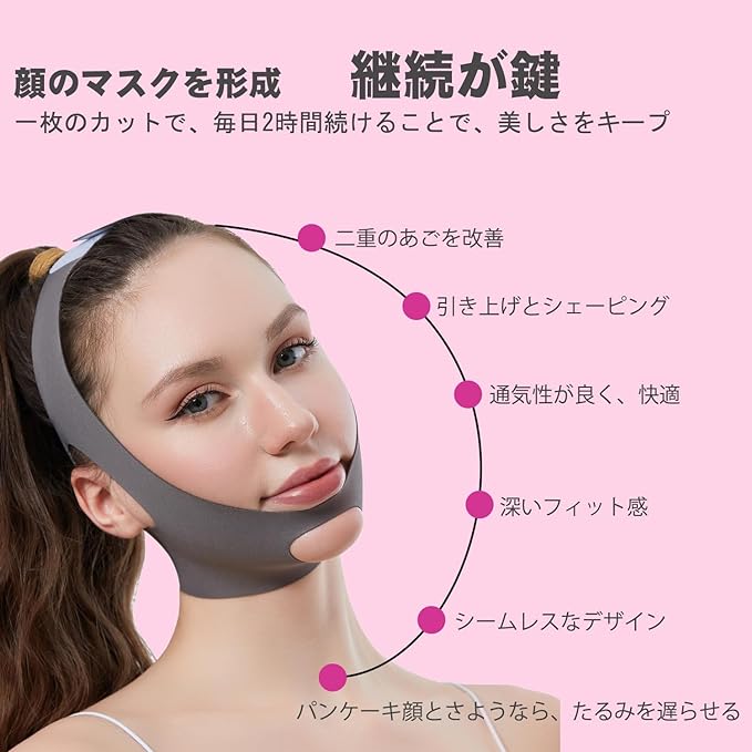 YINGMAN Lift Up Mask, Small Face Correction Face Belt, Face Line Lifting, Face Slimming Goods, Double Chin Relief, Sagging Lifting Tape Included (Gray) - NewNest Australia