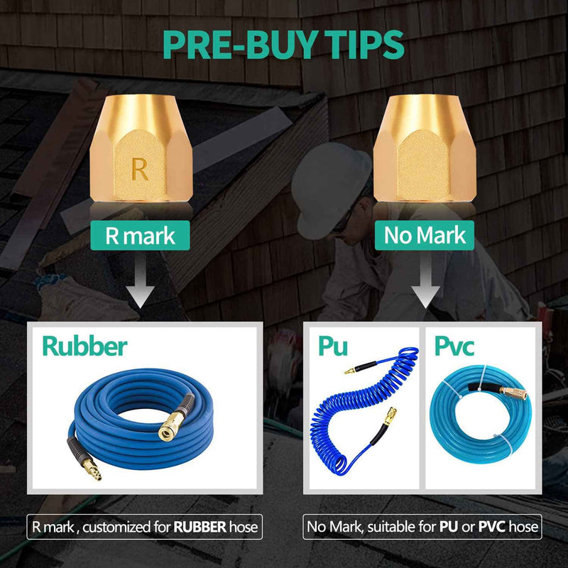 2pcs Premium Solid Brass Pneumatics Reusable Rubber Hose-End Repair Fitting, 3/8" Barb For 3/8-Inch ID Rubber Air Hose With 1/4" NPT Rubber 3/8X1/4 MNPT 2