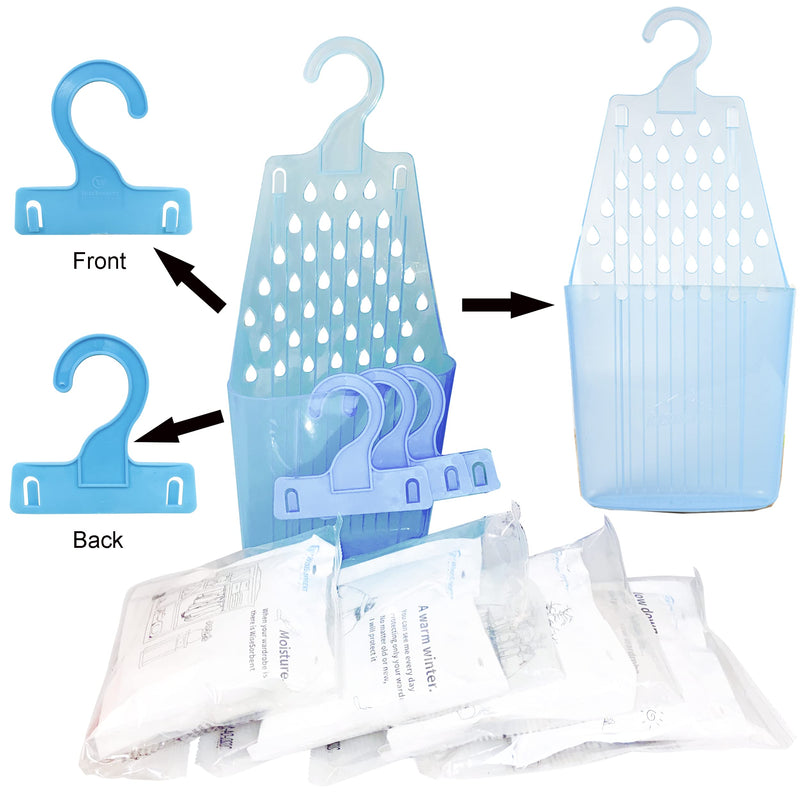 Wisesorb Moisture Absorber Packets with Plastic Case & Hook, Odor Eliminator, Leak Proof, Fragrance Free, Humidity Packs, Hanging Closet Dehumidifier Bags, Moisture Absorber (4 Packs) 1 Count (Pack of 4)