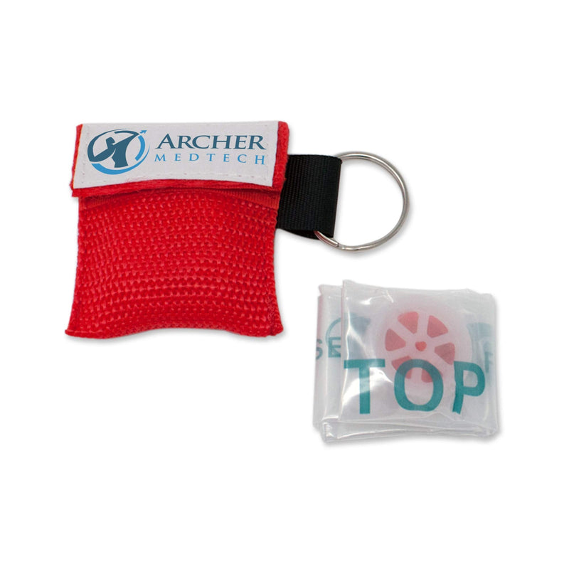CPR Mask for Pocket or Key Chain, CPR Emergency Face Shield with One-Way Valve Breathing Barrier for First Aid or AED Training, Archer MedTech (6) 6