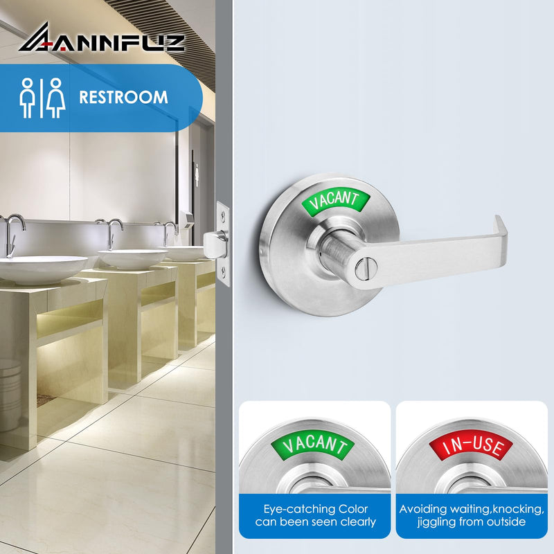 Vacant Occupied Bathroom Door Handle Lock,Privacy Lever with Large Indicator,in-Use or Vacancy Indication Occupied Deadbolt,Commercial Door Handle Lock for Public Restrooms(Satin Nickel) Satin Nickel