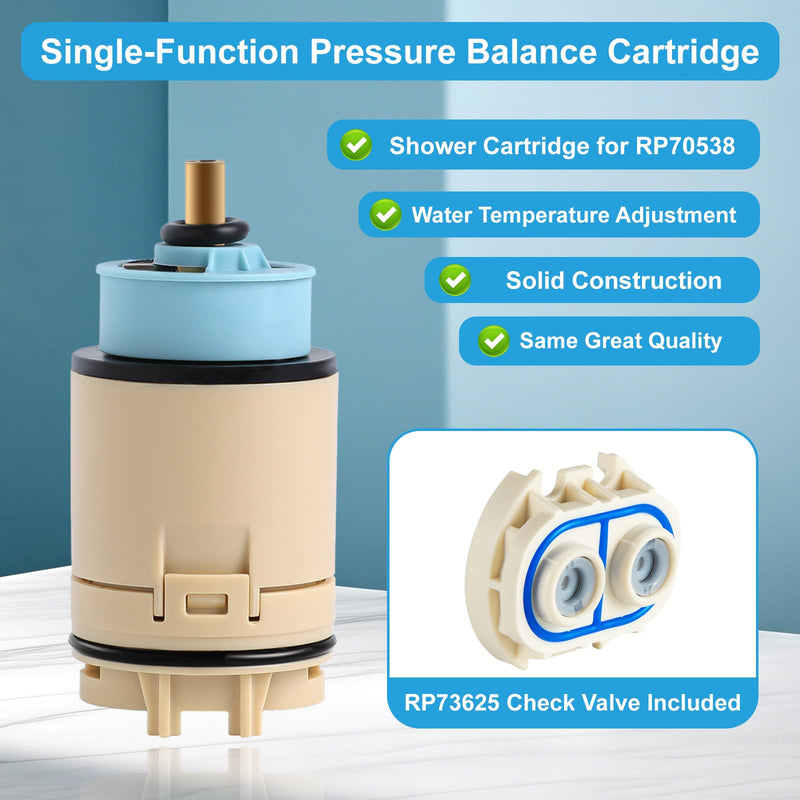 RP70538/RP73625 Single Function Pressure Balance Cartridge, Shower Valve Cartridge Compatible with Peerless/Delta Single Handle Tub/Showers Faucet (Includes cartridge and check valve) (1) 1