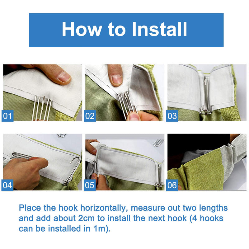 INCREWAY Curtain Accessory, 10 Meters/10.9 Yards White Curtain Tape Curtain Heading Deep Pinch Pleat Tape with 20 Pcs Stainless Steel 4 Prong Curtain Pleater End Tape Hooks Clips for Curtain DIY 10m*7cm 20 Hooks