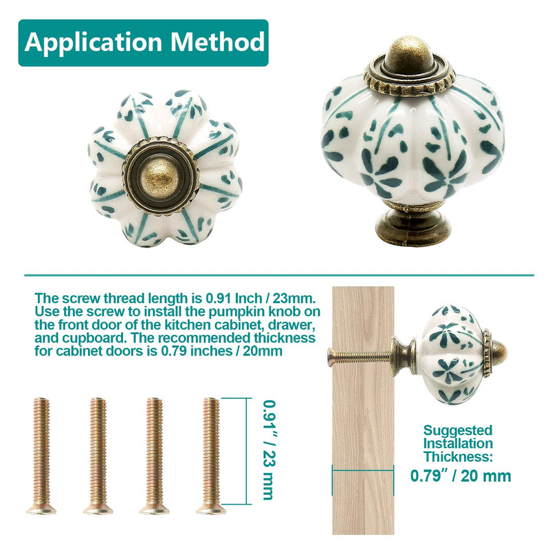 12pcs Ivory Pumpkin Knobs, Vintage Ceramic Cabinet Knobs, Dresser Knobs Drawer Knobs Door Knobs Drawer Pulls Dresser Handles with Mounting Screws - Leaf Pattern 12 Pieces