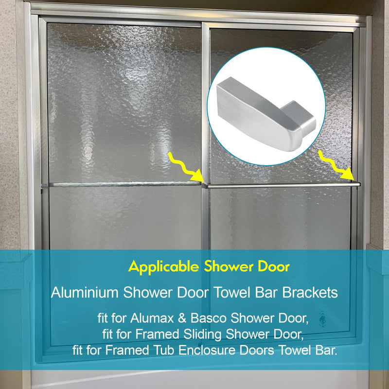 Shower Door Towel Bar Brackets for Alumax & Basco Framed Sliding Glass Doors – Heavy-Duty Aluminum Replacement Parts for Shower Door Towel Rod (2 Pack)