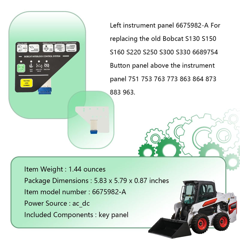 Left instrument panel 6675982-A For replacing the old Bobcat S130 S50 S160 S220 S250 S300 S330 6689754 Button panel above the instrument panel 751 753 763 773 863 864 873 883 963
