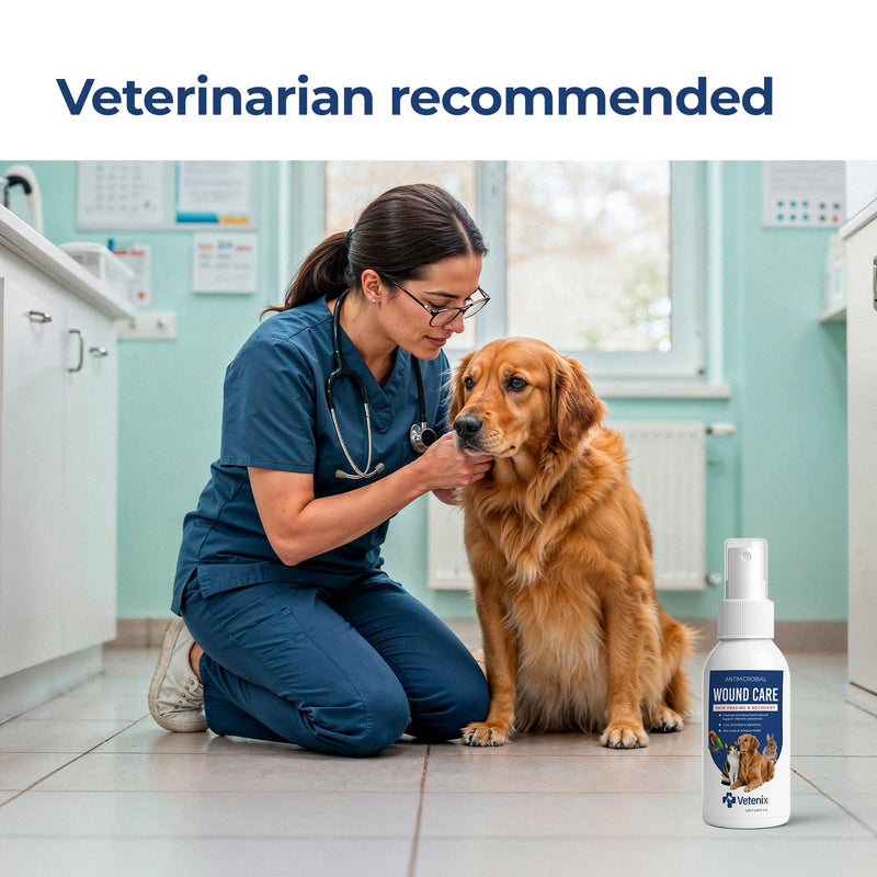 Dog Wound Care Spray | Healing Aid and Skin Repair, Clean Wounds, Relieve Dog Skin Allergies, Safe for All Animals. 3.38 Ounces