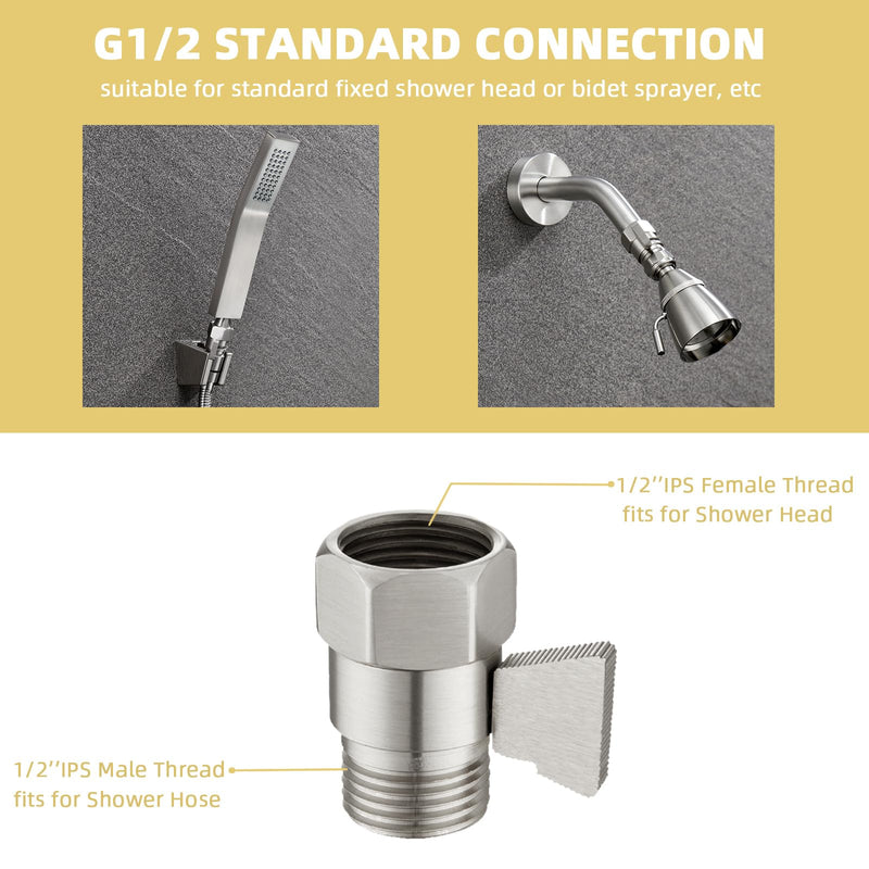 APLusee Water Flow Control Valve, Brass Shower Head Flow Restrictor, Brushed Nickel