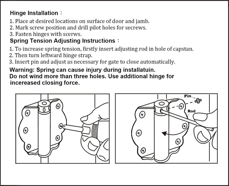 QCAA Door Spring Hinges, 2-3/4", Each Set Including 2 PCS Self Closing and 1 PC Adjustable Self Closing Door Hinge, Black, 1 Set, Made in Taiwan