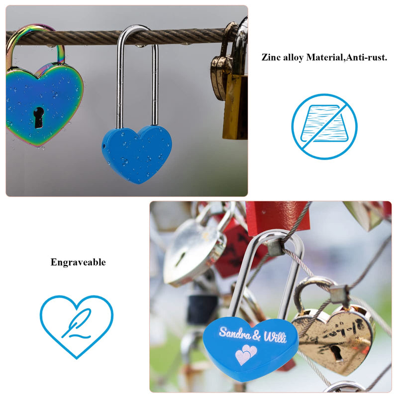 25PCS Blue Love Lock No Key Heart Padlocks 3.5" 50mm Aluminum Unity Locks 25 Pieces