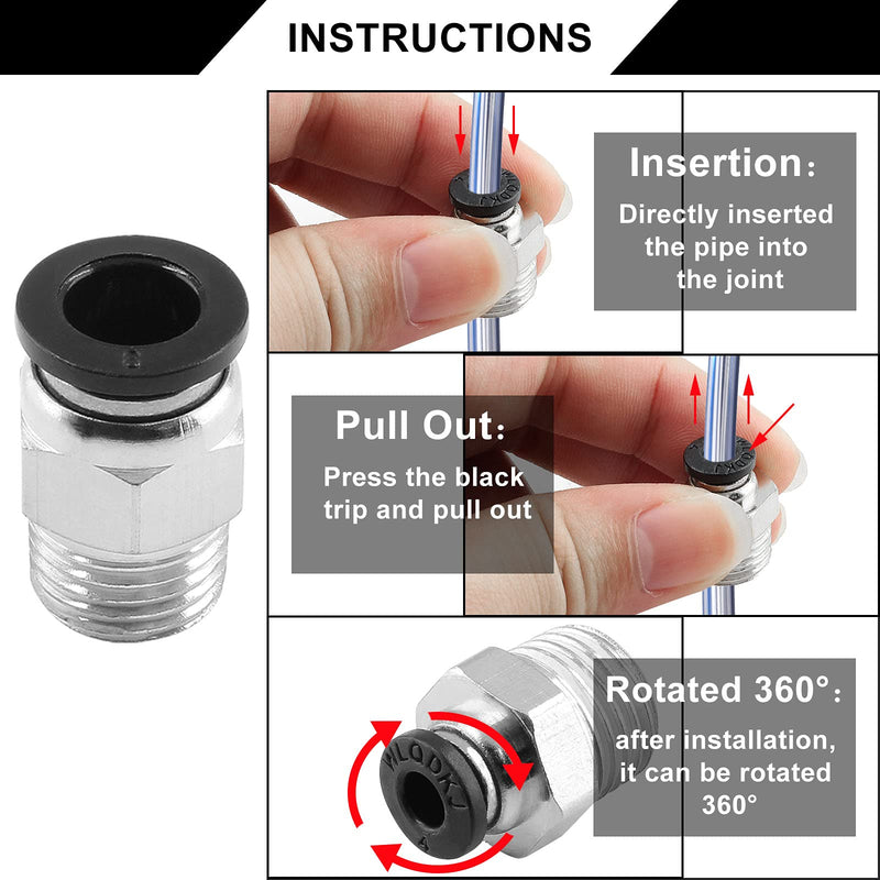 10Pcs Male Straight Push to Connect Fittings 8mm Tube OD x 1/4 inch NPT Thread, Air Push Connect Tool Pneumatic Hose Fittings 8mm x 1/4" NPT (10pcs)