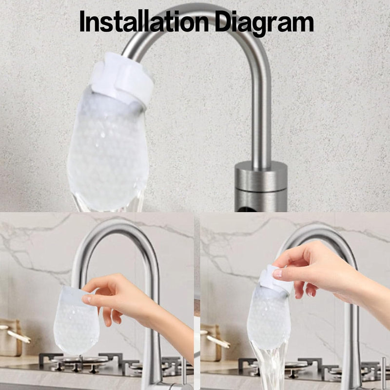 100PCS Faucet Filter Cotton Bag,High Density Faucet Filter Bag with 10 Ties,Splash Proof Cotton Pouch Kit, Tap Cartridge with Sediment Barrier for Kitchen, Home
