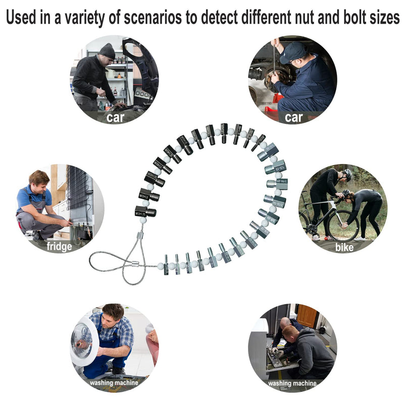 Nut & Bolt Thread Checker (Complete SAE/Inch and Metric Set) - 26 Male/Female Gauges - 14 Inch & 12 Metric - Quickly Checking Nuts and Bolts Inch or Metric and Verifying The Size and Thread Pitch