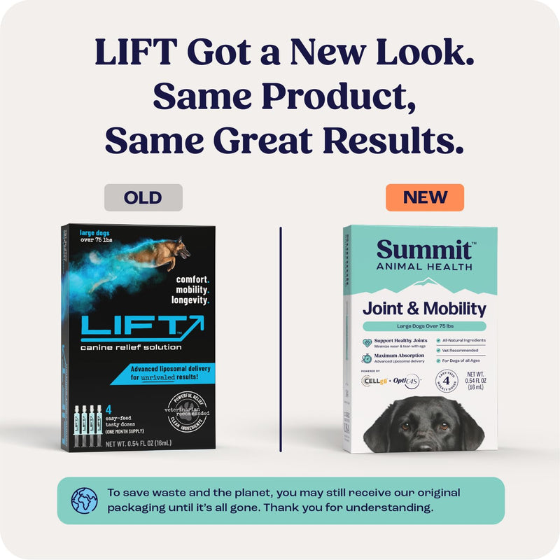 Summit Canine Joint and Mobility Supplement for Large Dogs (Previously Lift), All Natural Liquid Chondroitin with Liposomal Delivery for Arthritis, Hip & Joint Support Vitamin, (Dogs 75+lbs) Large Dogs Over 75lbs - PawsPlanet Australia