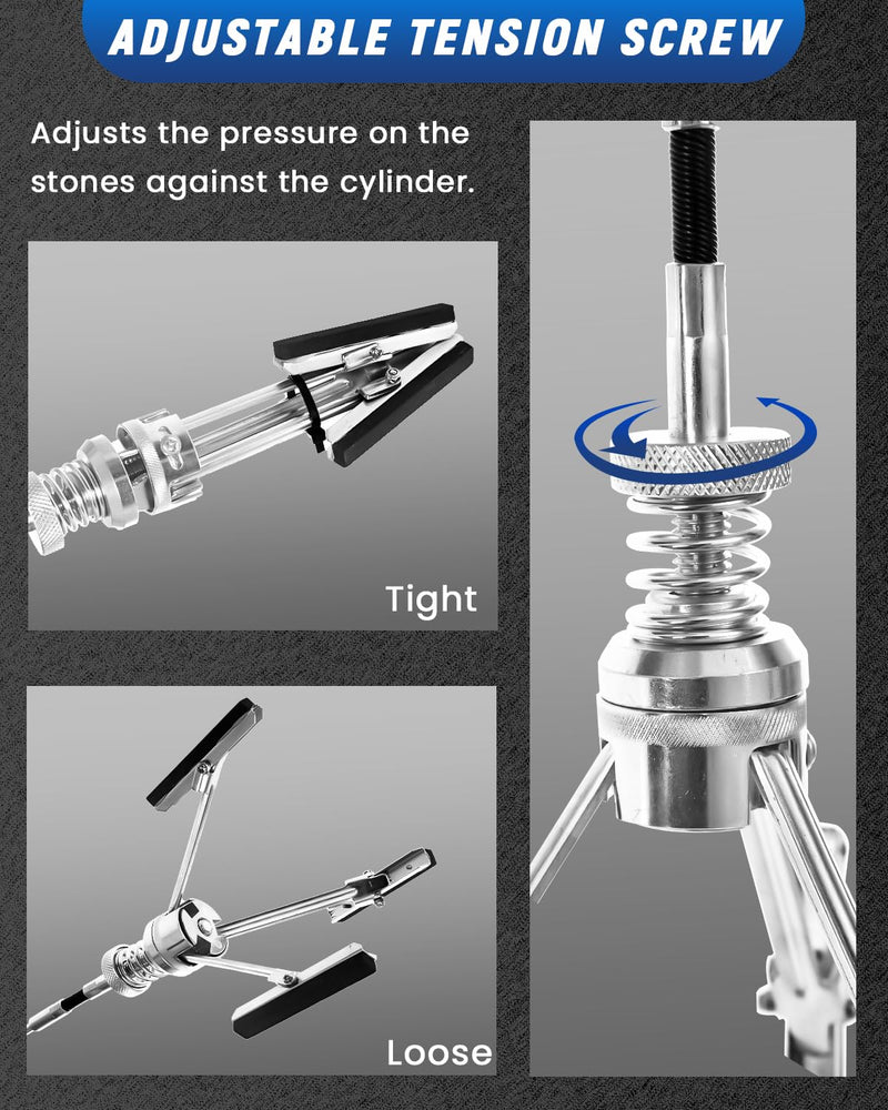Adjustable 3" Engine Brake Cylinder Hone with 3PCS Extra 3" Long Stones, Brake Cylinder Hone for Grinding Holes from 1.6" to 6.8" 3"