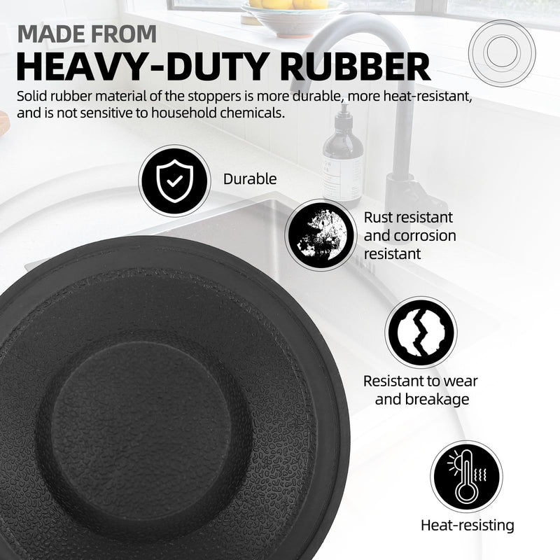 (2 Pack) Exact Replacement for InSinkErator STP-PL/STPPL Black Rubber Sink Stopper for Garbage Disposal – Compatible with Standard 3-1/2" Drains from Kohler, Waste King, Whirlpool, and More Black Sink Stopper Plastic