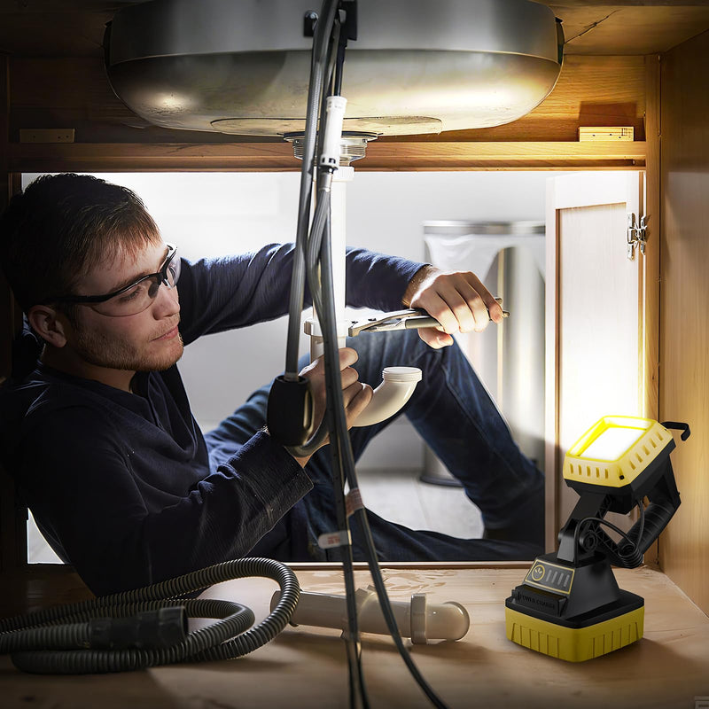 Rechargeable LED Work Light 6000 Lumen, 3 Modes Rotate Spotlight Flashlight, Magnetic Base and Hook Mechanic Light, Waterproof Handheld Spot Light Searchlight for Outdoor, Repairing, Emergency