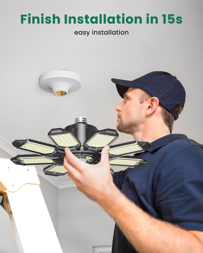 Motion Sensor Garage Light, 25000LM 250W Garage Ceiling Led Motion Activated,Motion Sensor Light Indoor with Dusk to Dawn, E26 Screw in Shop Light for Basement Barn Attic Warehouse 1 Pack