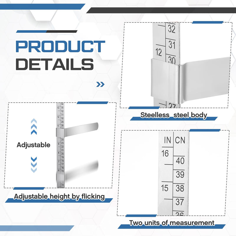 16 Inch/ 40 cm X-Ray Caliper Ruler Stainless Steel X-Ray Body Caliper, Centimeter and Inch Measurements for Body Measurements Quickly Confirm Radiation Dose and Reduce Patient Exposure Time 16 Inch/ 40 cm