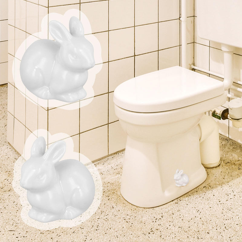 2PCS Toilet Bolt Covers, Decorative Toilet Screw Covers Cute Hidden Toilet Screw Caps for Bottom of Toilet Fits Most Bolts (Ceramic Rabbit Style)