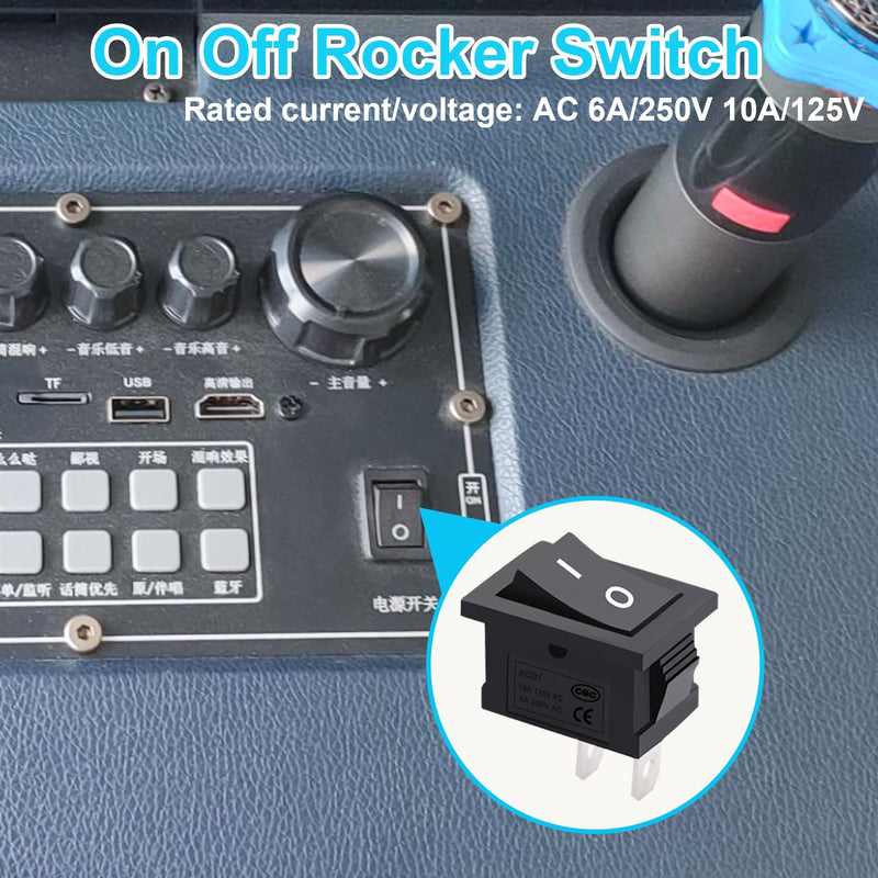 TWTADE 10Pcs Rocker Switch ON/Off 2Pin Latching Square Toggle SPST Switch Snap with Wires KCD1-X-F Square-10PCS