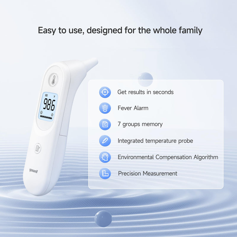 yuwell Thermometer, Digital Ear Thermometer for Adults, Babies, Toddlers and Kids – Fast, Gentle, and Accurate… YHT101