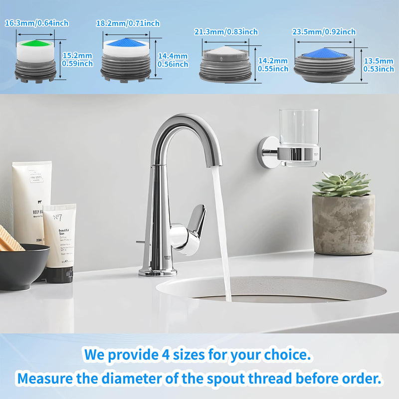 36Pcs Faucet Aerator Kit with 5 Sizes Aerator Key Removal Tools, Replacement Sink Tap Flow Restrictor Inserts for Bathroom and Kitchen, M16.5 M18.5 M21.5 M24 mm