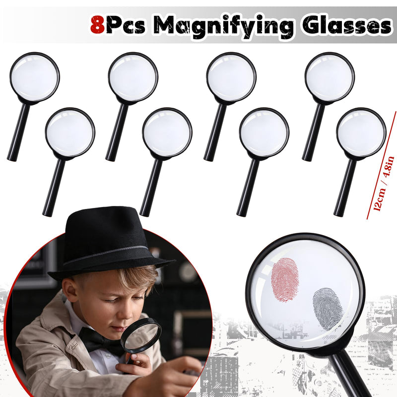 Spy Detective Party Favors Birthday Supplies for Kids Detective Glasses Invisible Ink Pen Magnifying Glass Pass Card Envelope Fake Mustache Sticker Boys Goodie Bag Stuffer Filler Classroom Prizes