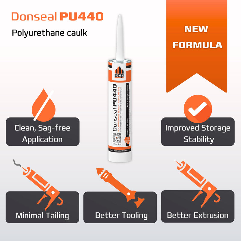 DCP Donseal PU440 Polyurethane Concrete Sealant 1 Pack– Non-Sag Concrete Caulk for Joints, Walls, Sidewalk, and Foundation, 10.1 fl. oz. Cartridge – Grey 1-Pack