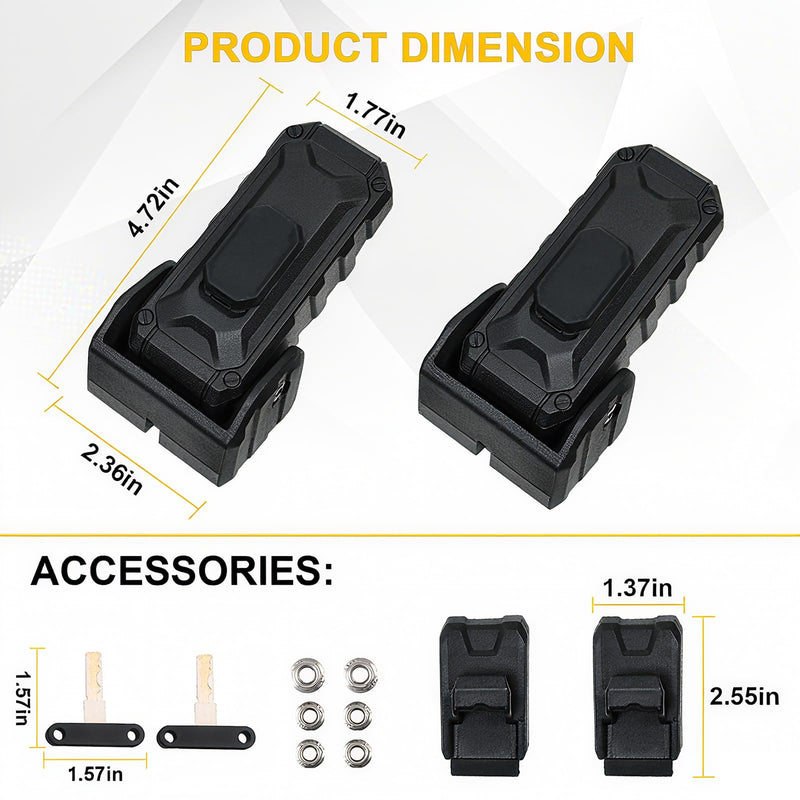 Locking Hood Latch for Jeep Anti-Theft Security Lock Catch Accessories with Keys, Dust & Water Resistant, Compatible with 2018-2025 Jeep Wrangler JL JLU 4XE & Gladiator JT, 1 Pair, Black