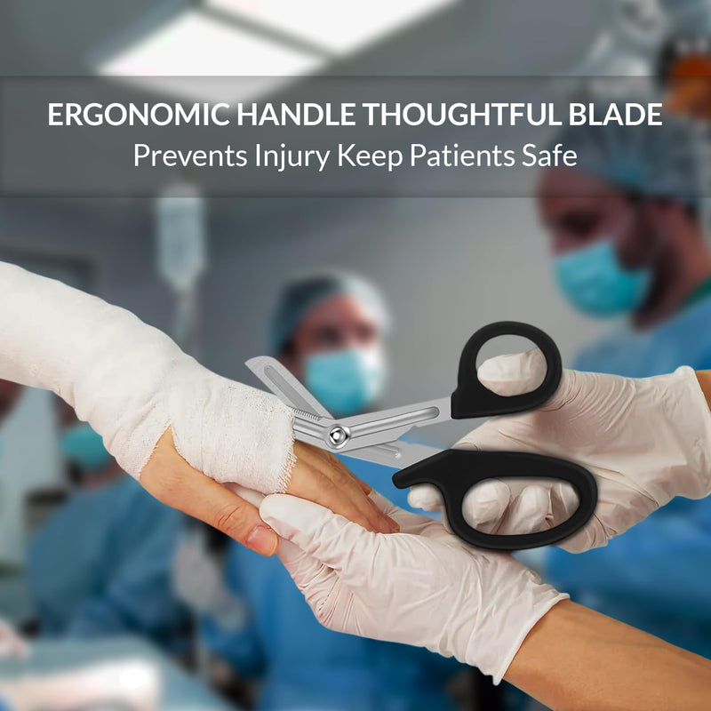 Bandage Scissors – Stainless Steel Medical Scissors for Nurses – Non-Stick Trauma Shears - EMT Shears for All Purpose (Black, 5.5 Inch) Black