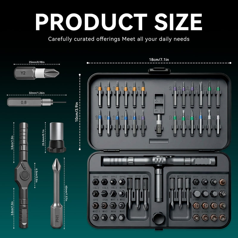 66 in 1 Ratchet Screwdriver Set, Magnetic Screwdriver Set with S2 Steel Bits and Storage Case, Detachable Ratchet Handle for Furniture Assembly Electronics Bicycle Computer PC Repair and DIY Projects