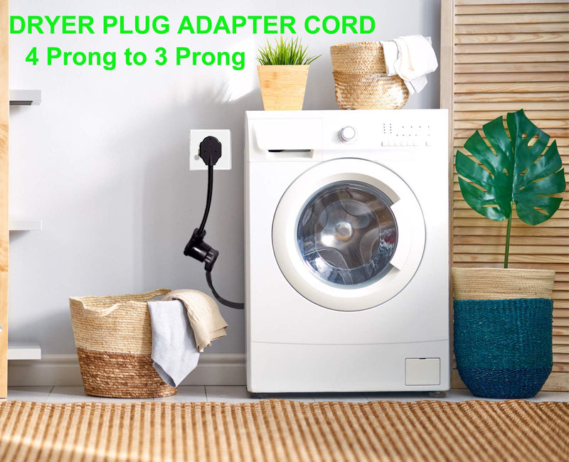 1.5FT 3 Prong to 4 Prong Dryer Adapter, 4 Prong to 3 Prong Dryer Adapter, NEMA 14-30P Male to 10-30R Female, Dryer Cord Adapter 4 to 3 Prong, STW 10AWG, 30A, 250V 10-30P to 14-30R