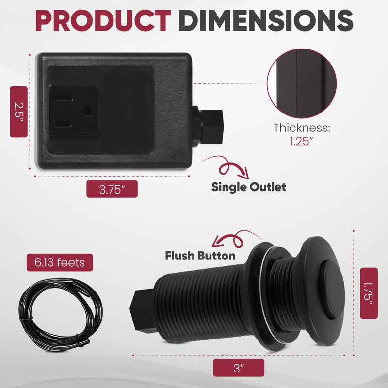 Westbrass ASB-12 Sink Top Waste Disposal Air Switch and Single Outlet Control Box, Flush Button, Oil Rubbed Bronze 1 Pack