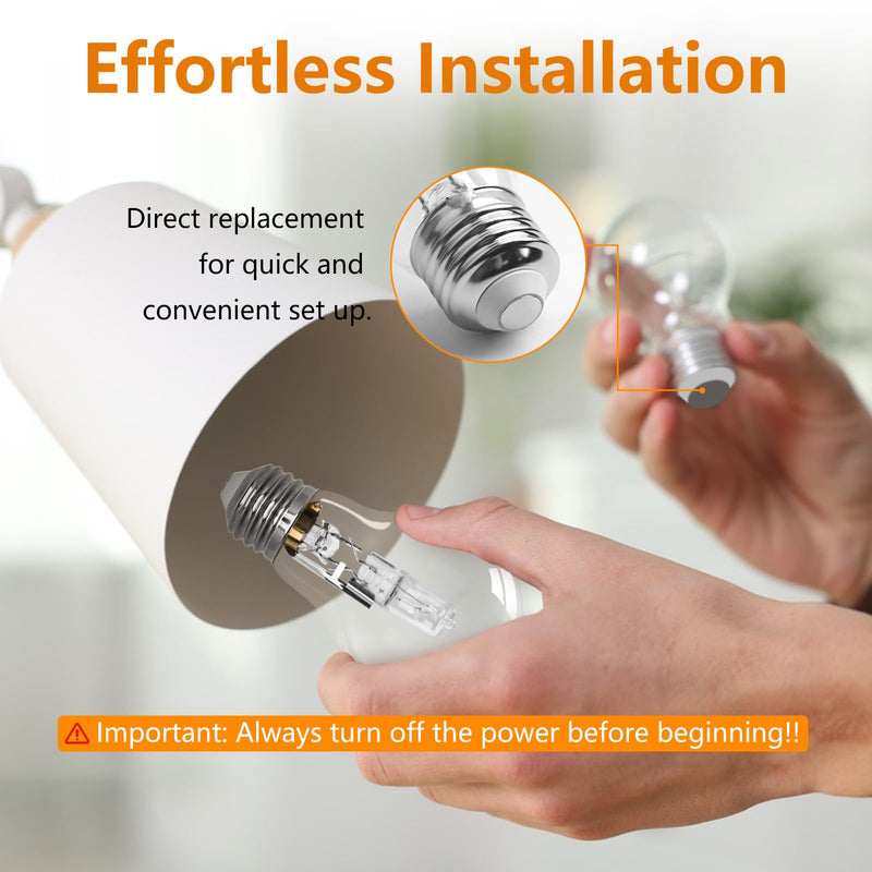 043168787963 78796 Halogen Light Bulbs A19,43 Watt 120V with E26 Thread Base,Replace 60 Watt Incandescent Bulb for Ceiling Lights, Wall Lamps,Table Lamps and Home Lighting Fixtures,White 8 PCS