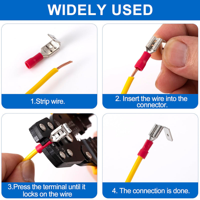 ANCIRS 30pcs Semi-Insulated Piggyback Spade Connectors, Quick Disconnect Piggyback Spade Assortment Kit, Female/Male Cable Crimp Terminals, 22-10 AWG 22-10 AWG (30pcs)