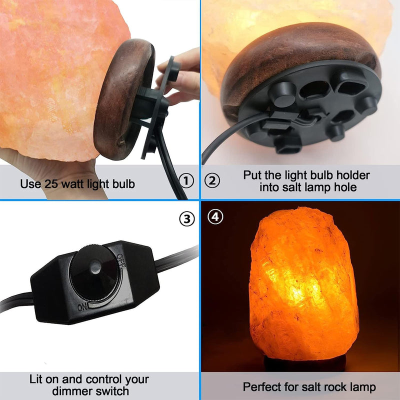 Himalayan Salt Lamp Cord, with Dimmer Switch ,Christmas Bulb,Salt Lamp Cord with Dimmer Control and Base Assembly,5 Feet ,E12 Base for Himalayan Salt Lampsand with six Free 15W Bulbs for Salt Lamp (1) 1
