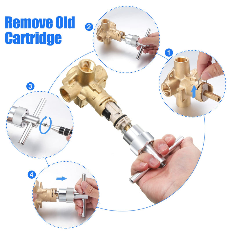Enhon 1222 Replacement Cartridge Compatible with Moen with Puller, Tub Shower Cartridge Replacement Kit for One Handle Posi-temp Faucet (1 Set) 1