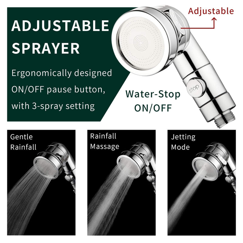 ZCONIEY Sink Faucet Sprayer Attachment Hair Pet Rinser Showerhead with Stop Water-saving Function a-silver