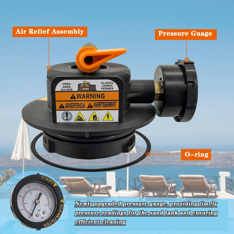 2420MAR2 Manual Air Relief Assembly, DEX2420MAR2 Air Relief Valve, Compatible with Pro-Grid DE, Swim Clear and Swim Clear Cartridge Filters with Teflon Tape and O-Ring