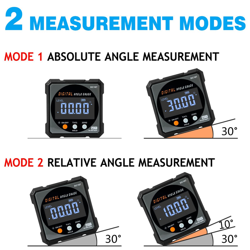 Digital Angle Finder with Electronic Laser - 4-side Strong Magnetic Angle Gauge, Cube Inclinometer with Backlight, Table Saw Miter Protractor, Woodworking Measuring Tool, Level Box for Hanging Grey