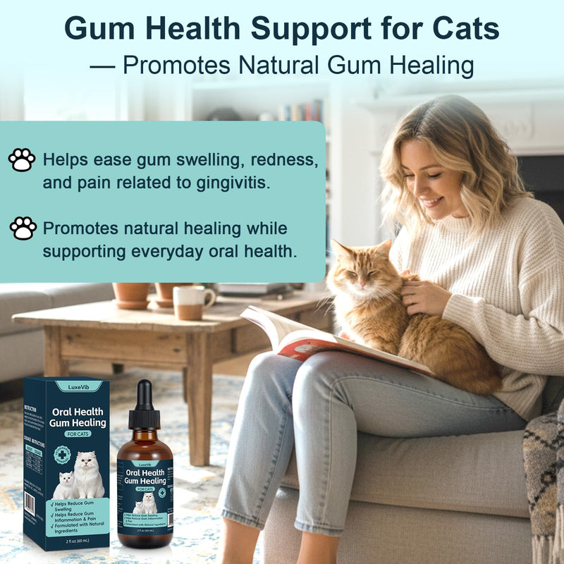 Oral Health for Cats, Cat Gingivitis Treatment, Reduce Gum Inflammation, Redness & Pain, Combats Gum Disease, Natural Plant-Based Active Formula, Cat Oral Care, Gums Health Treatment, 60ml